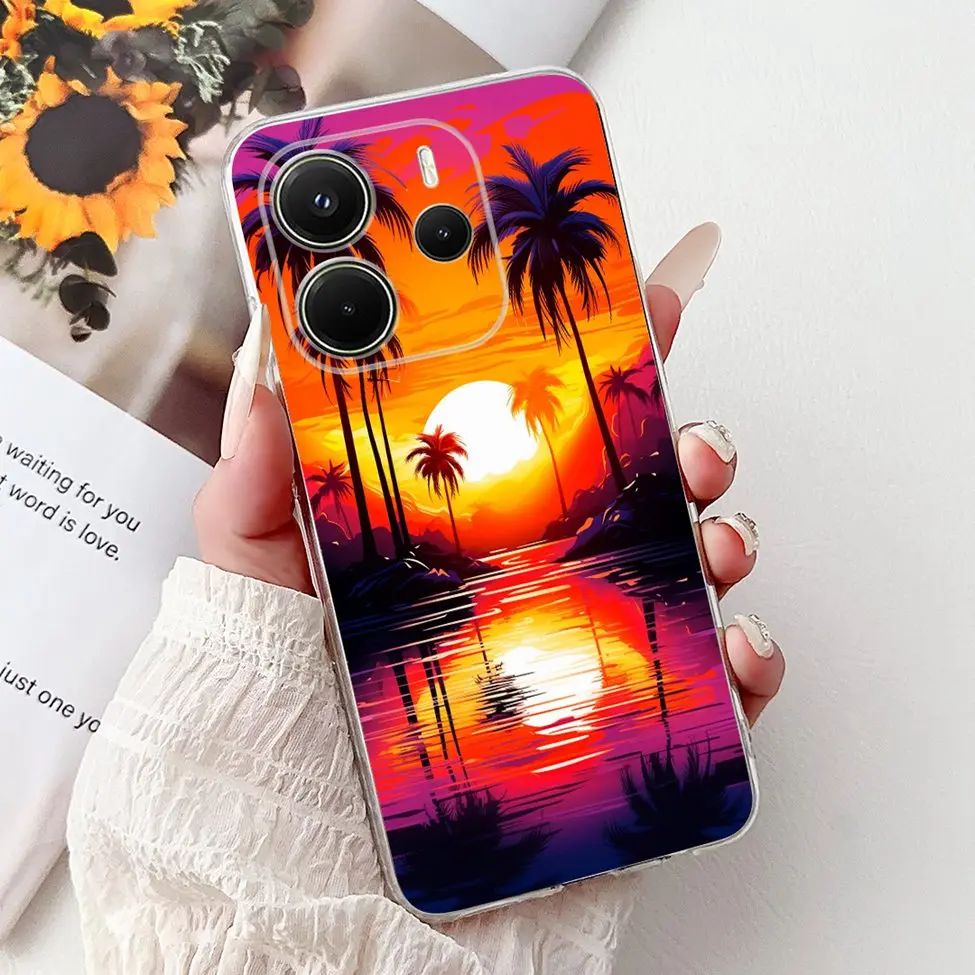 Clear Aesthetic Luxury Cute Cat & Floral Painted Soft Phone Case Cover