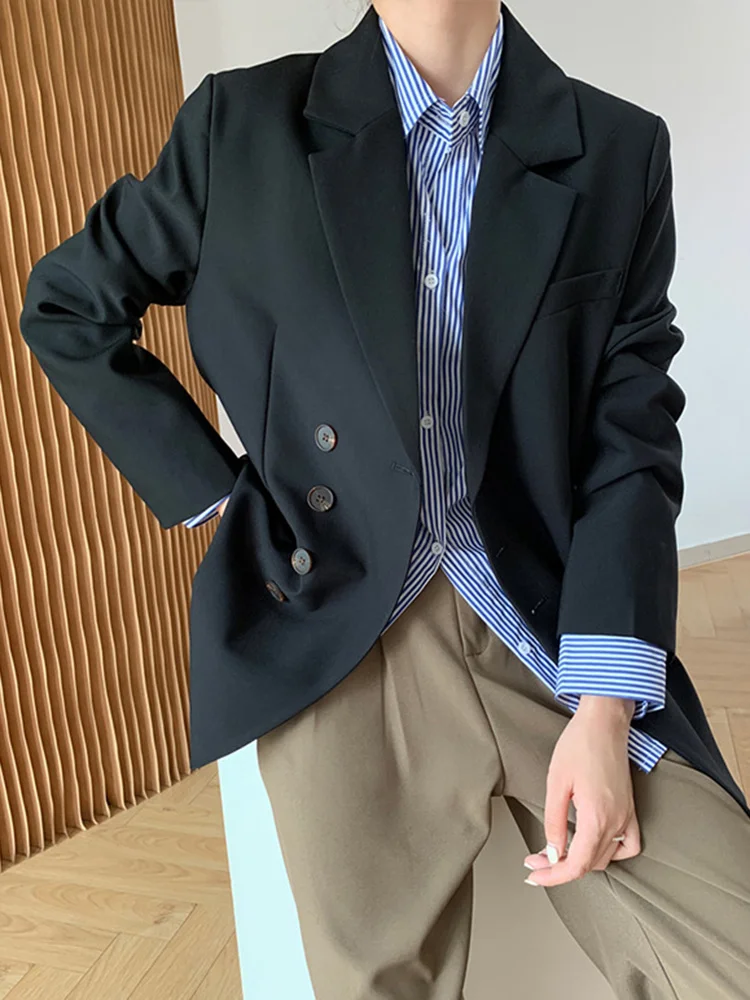 [LANMREM] Irregular Button Blazers For Women Solid Long Sleeve Office Lady Jackets Female Fashion Tops 2024 Spring New 26D4530