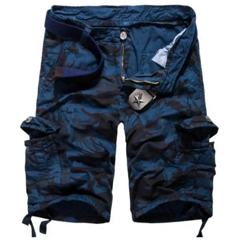QualityMensCasualShortsCamouflageCamoHommeCargoMaleLooseWorkManMilitaryShortPants