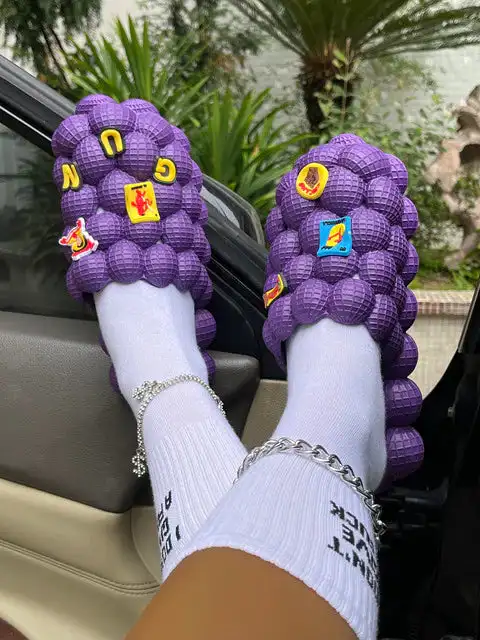 Designer Unisex Summer Slides For Women Outdoor Close Toe Slippers Bubble Massage Litchi Sandals Brand Fashion Sandals