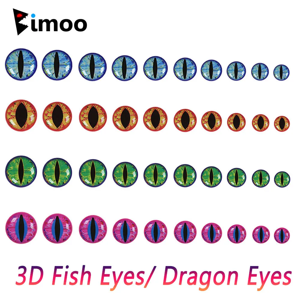 Bimoo 100Pcs Holographic 3D Epoxy Fish Eyes Dragon Eyes Per Streamer Saltwater Fly Jig Baits Fishing Lure Making 3Mm ~ 12Mm