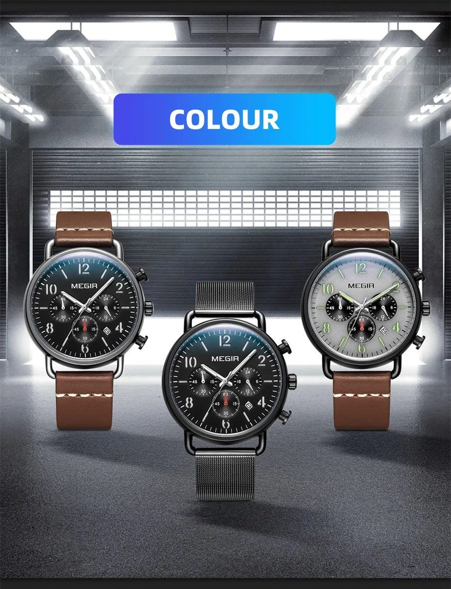 Herrenuhr, Luxus-Sport-Quarz-Armband, Stahlgeflecht, Business-Casual-Uhr mit Kalender, Lederband, Mann_voghion.com