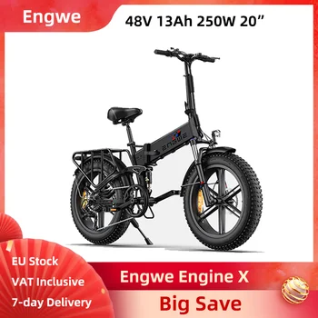 Engwe Engine X Bici elettrica Pneumatici grassi da 20 pollici 250W 48V 13Ah 624Wh Sospensione completa Pieghevole 7 velocità E-Mountain Bike per tutti i terreni