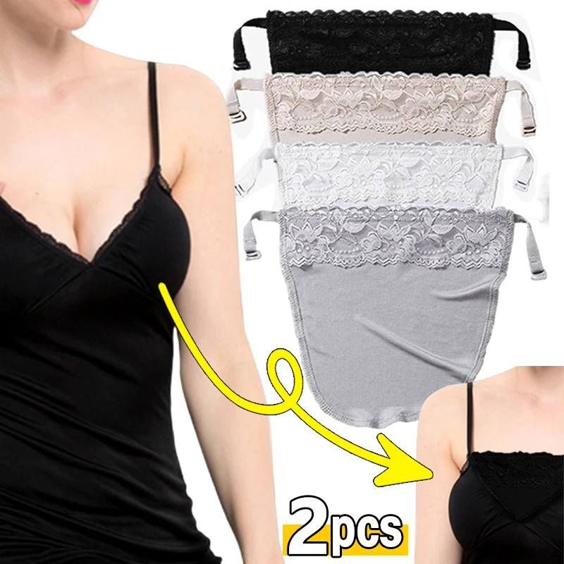 

Women's Lace Mulberry Silk Cleavage Cover Up Camisole Color Breathable Invisibl Women Easy Clip-on Lace Mock Camisole Bras