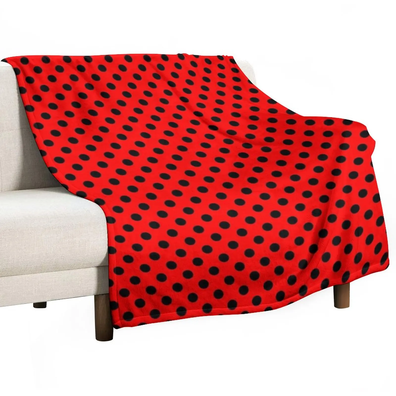 

New Black Polka Dots on Red Background Throw Blanket Bed Fashionable Blanket Softest Blanket Kid'S Blanket