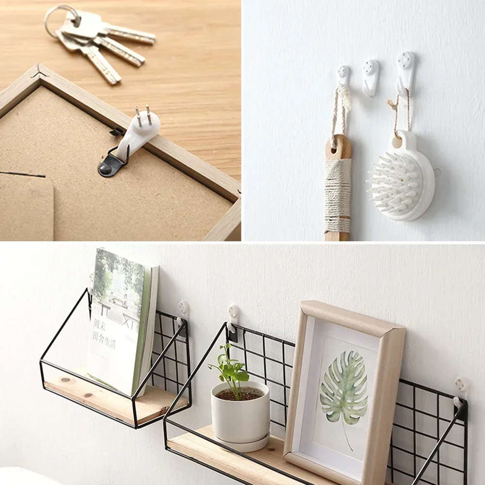 20Pcs White Photo Frame Hanging Hook Painting Hook Plastic Invisible Wall Hooks Mount Photo Picture Nail Hanging Hangers,wall hooks,picture frame hangers,hanging hooks