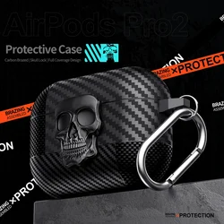 Halloween Skull Secure Lock Clip Case with Carabiner for Airpods Pro2 (Black)