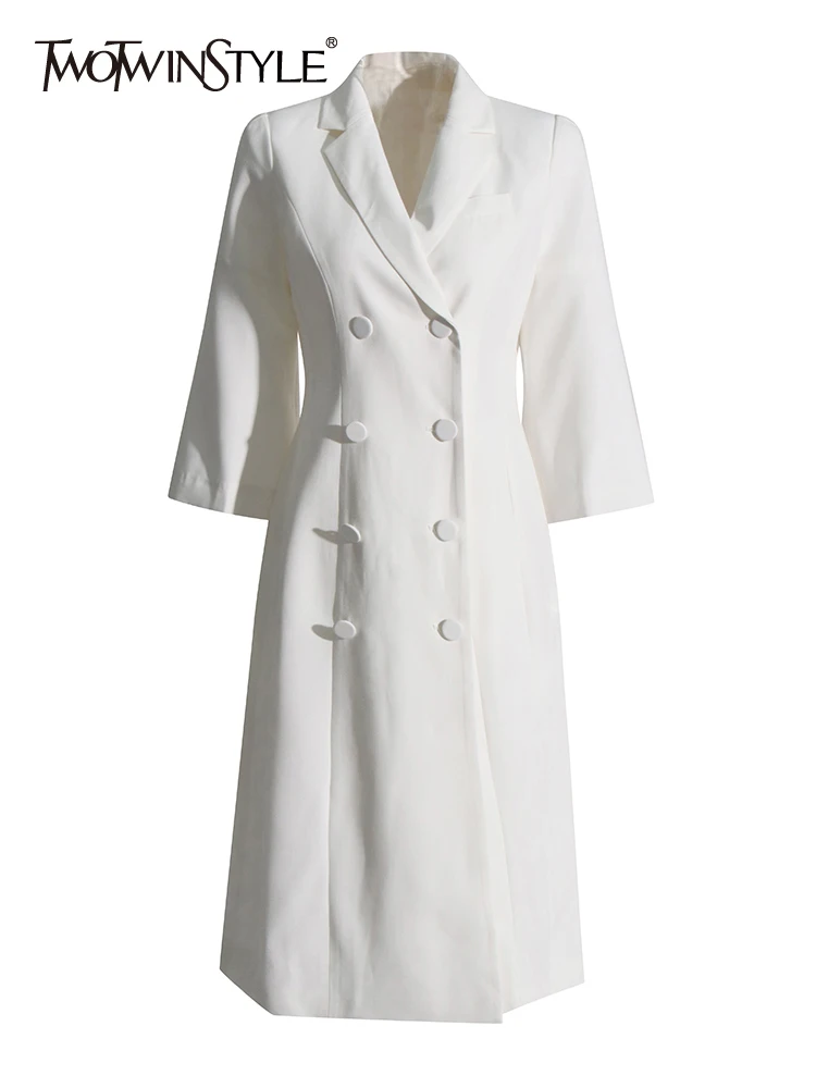 

Женский двубортный Блейзер TWOTWINSTYLE, однотонный приталенный элегантные пиджаки с отложным воротником и расклешенными рукавами в стиле пэчворк