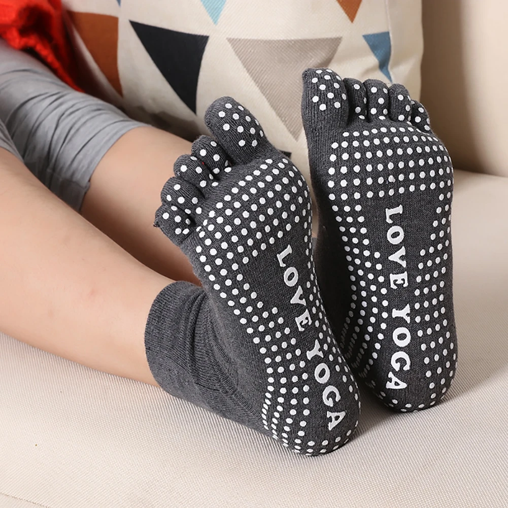 Women Colorful Yoga Socks Non-Slip Ladies Dance Socks Cotton Healthy Sports Five-toed Socks