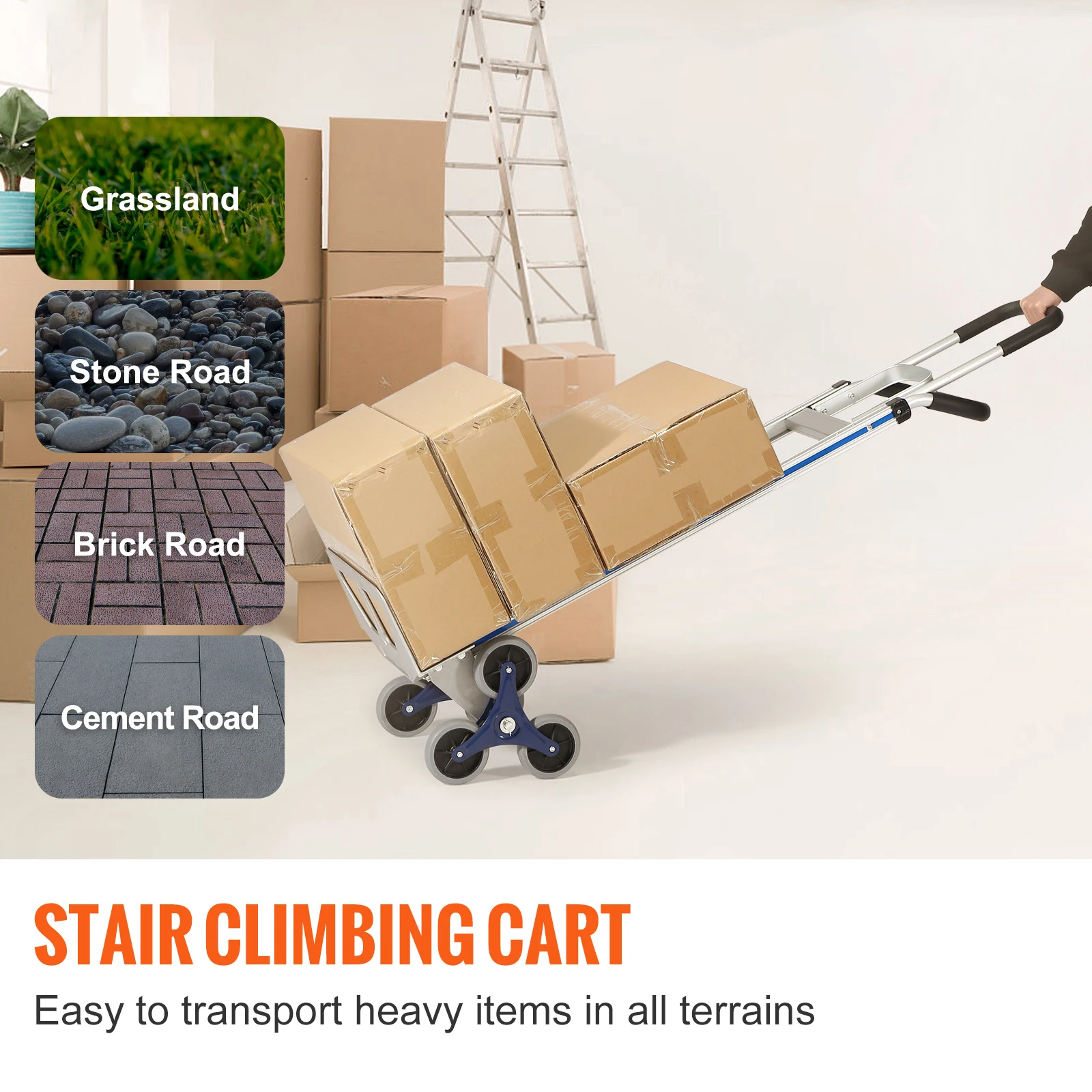 Heavy Duty Stair Climbing Cart with Dual Handles