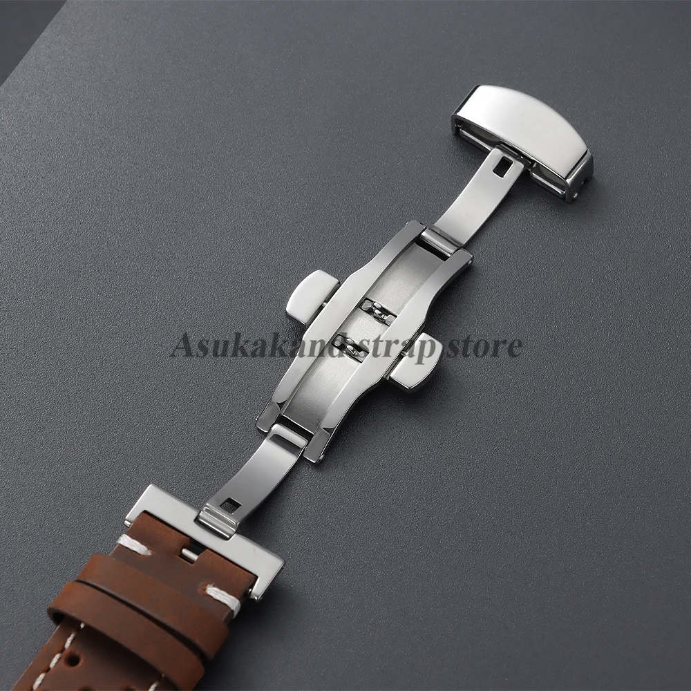 Premium Leather Watchband with Butterfly Buckle - Universal Size Range Bracelet