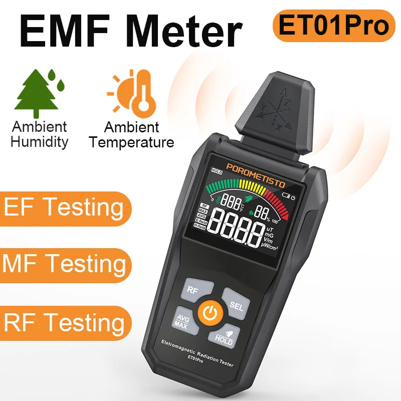 Electromagnetic Field Radiation Detector 30Mhz~8GHz High Frequency Radiometer Three-axis Radiometer Tester EMF Analyzers Buzzer