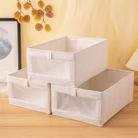 Japanese Cotton Linen Clothes Storage Box Household Drawer Type Fabric Belt Window Storage Box Foldable Wardrobe Storage 1PC 1