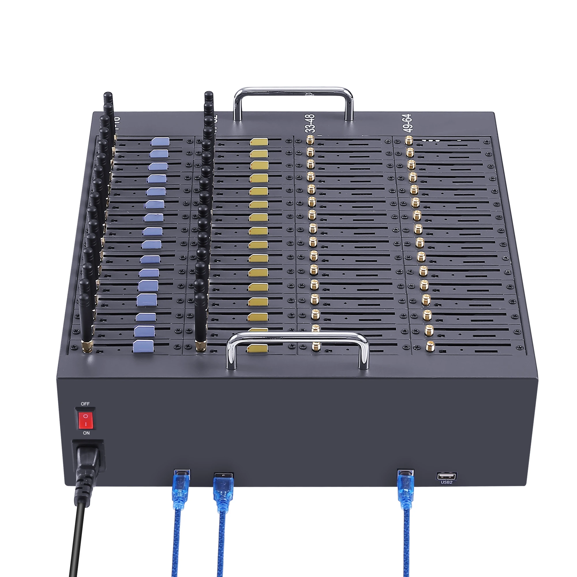 

2024 Rare Product 4G Lte Bulk SMS 64 Ports With 64 Sims Gsm Modem USB Interface Support AT Command Sim Bank