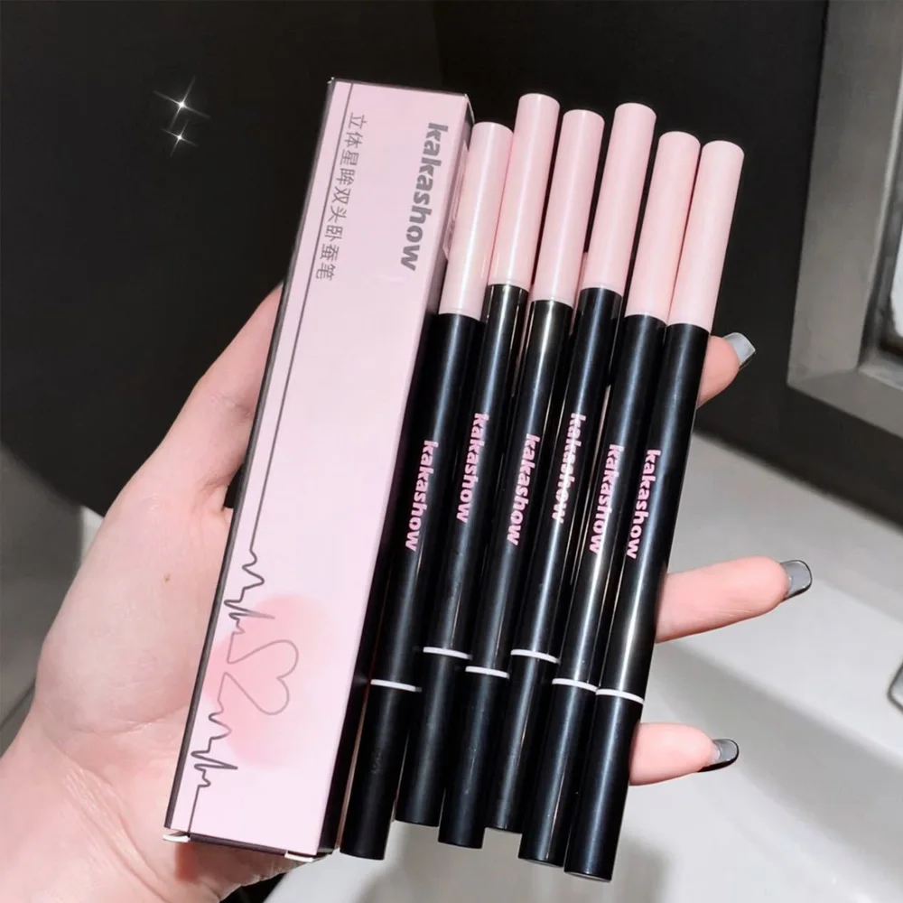 Double-end Glitter Eyeshadow Lying Silkworm Pen Waterproof Natural Eyelid Pencil Lasting Brightening Highlighter Korean Makeup eye shadow eyeshadow stick eye shadow stick glitter makeup accessories