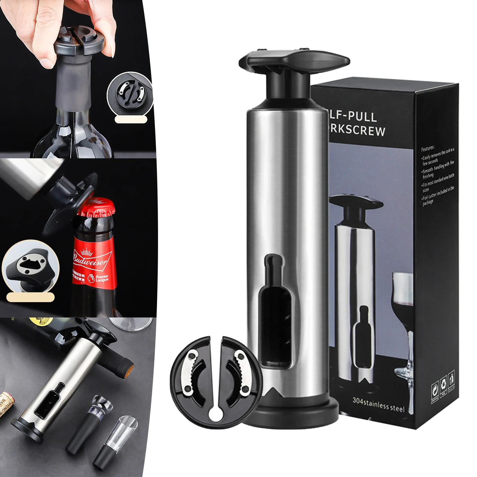 

3 в 1, Многофункциональный ручной штопор из нержавеющей стали