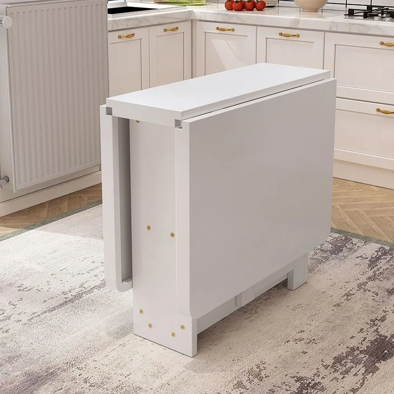 Solid Wood Foldable Rectangle Dining Table Small Space Friendly Home Multi-Functional Movable Simple Design