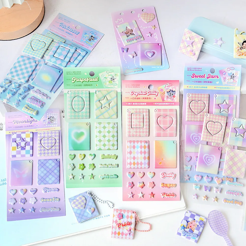 Pastel Pearl Heart Toploader Deco Stickers, Kpop Deco Sticker Sheet 