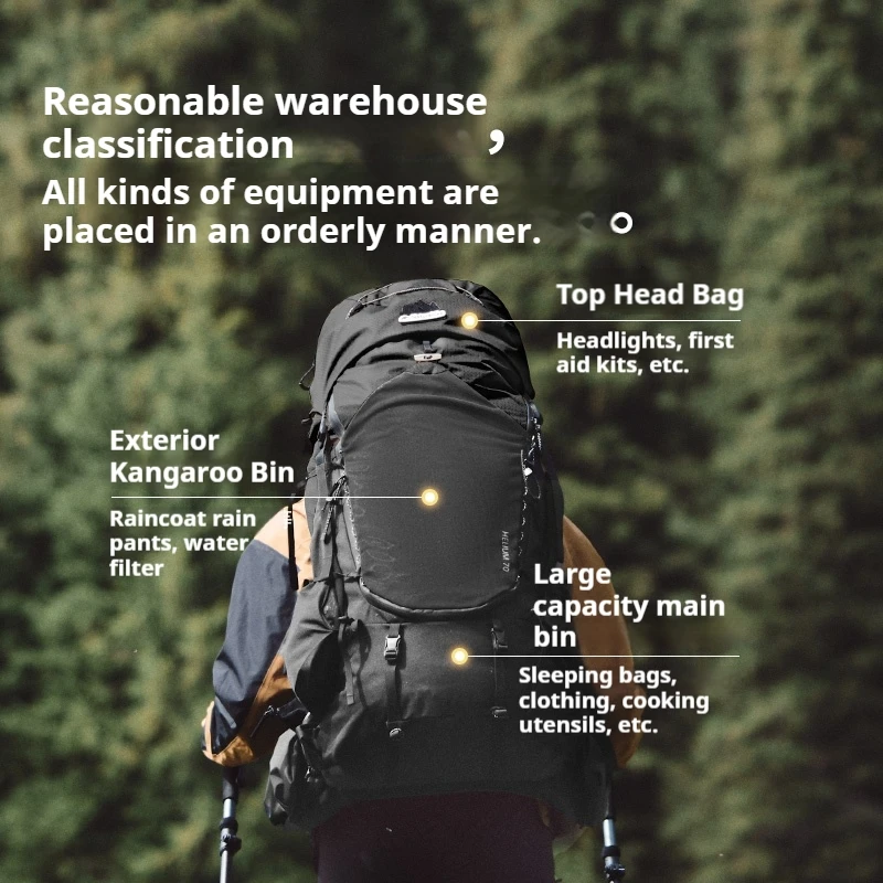 Naturehike Outdoor Backpack 70L Large Capacity 2in1 Hiking Bag Waterproof Travel Camping Climbing Rucksack With Rainproof Cover