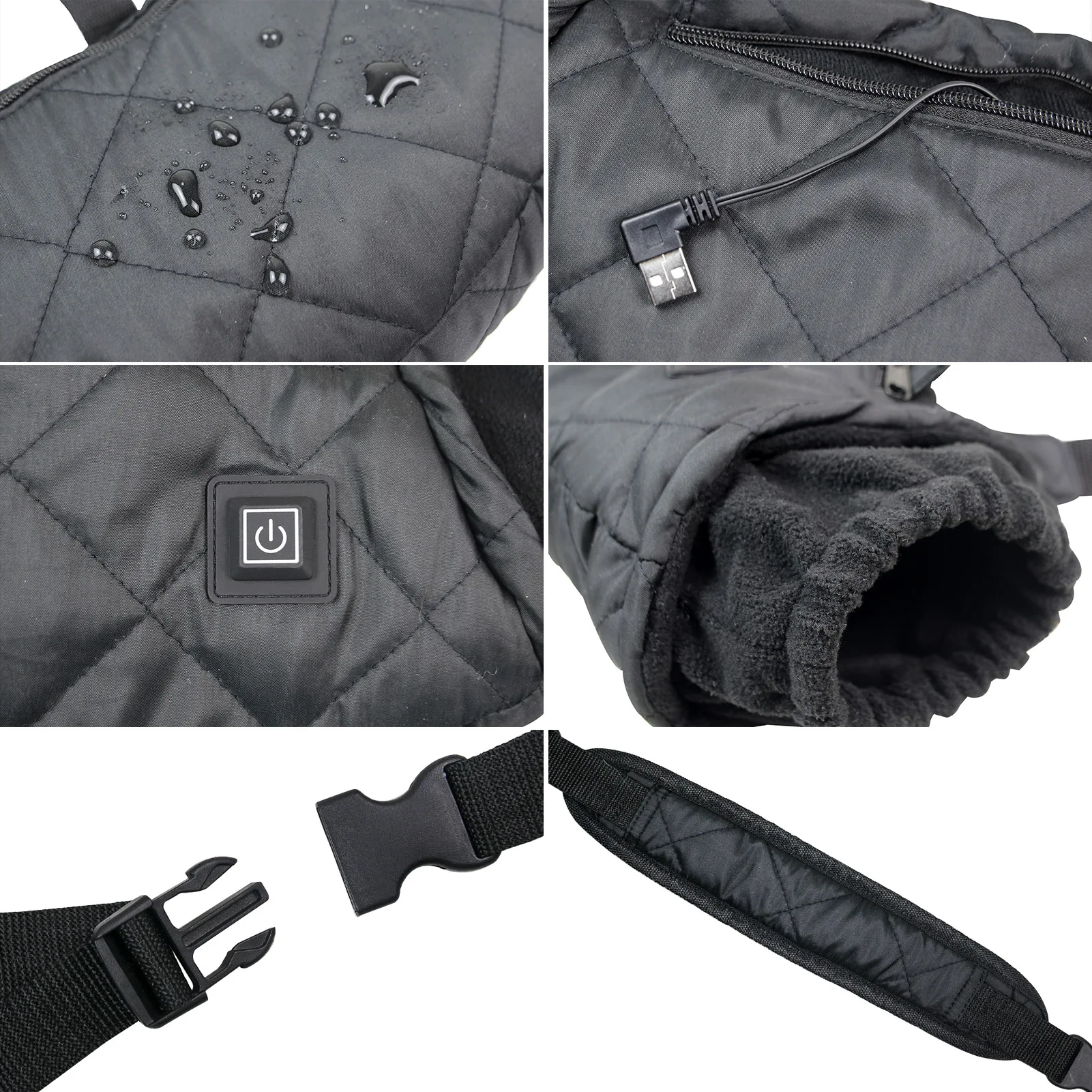 Portable Hand Warmer Heated Hand Pouch Soft Fleece Lining 3 Temperature Settings Handwarmers with USB Connector Muff portable hand warmer