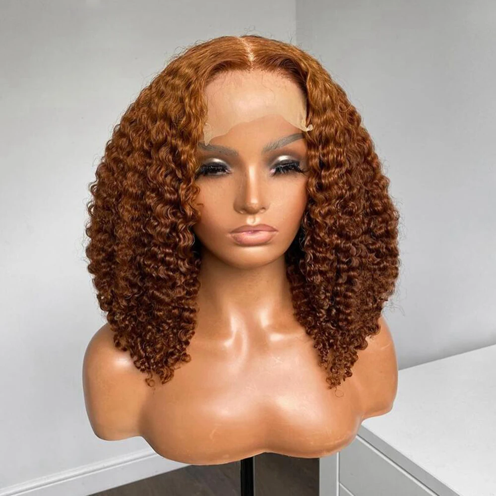 

26 inch Soft Glueless Long Deep Part Blonde Kinky Curly European Human Hair Jewish 13x4 Lace Front Wig For Women Baby Hair