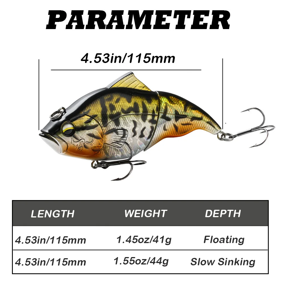 JOHNCOO 115 mm Vibration Lure Læbefri Crankbait Bass Fishing - Image 3
