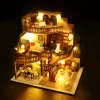 DIY Wooden Miniature Model Kit European Loft Casa Doll Houses 3D Puzzle Dollhouse With Furniture Lights for Friends Xmas Gifts 3