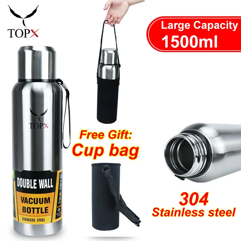 FEIJIAN Large Capacity Thermos, Travel Portable Thermos bottle , Thermal  mug, Water bottle, Stainless Steel ,1200/1500ML