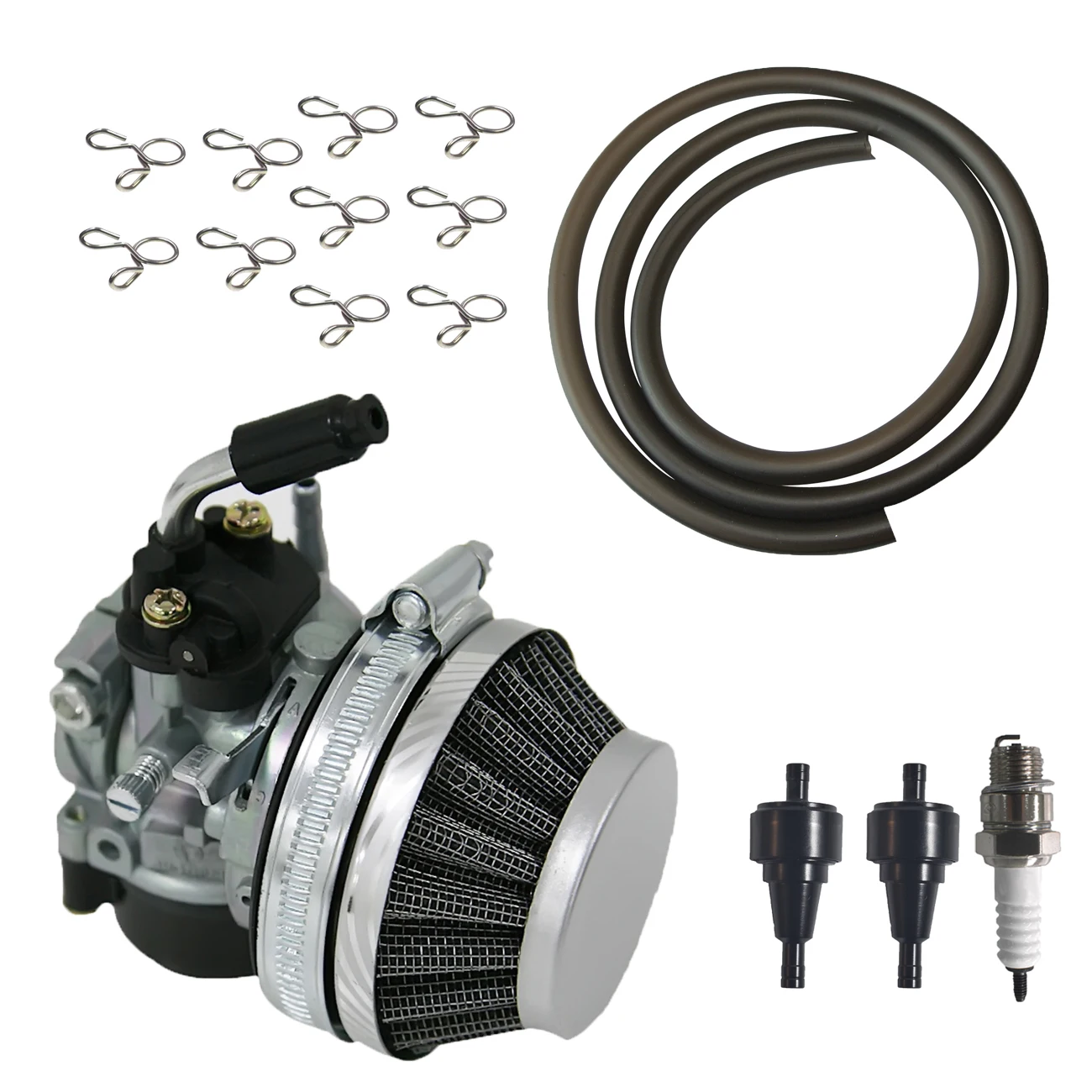 Carburatore Silver Kit Filtro Aria Per 100Cc 49Cc 50Cc 66Cc Motore Motorizzato Moto Bike Moto Bicicletta