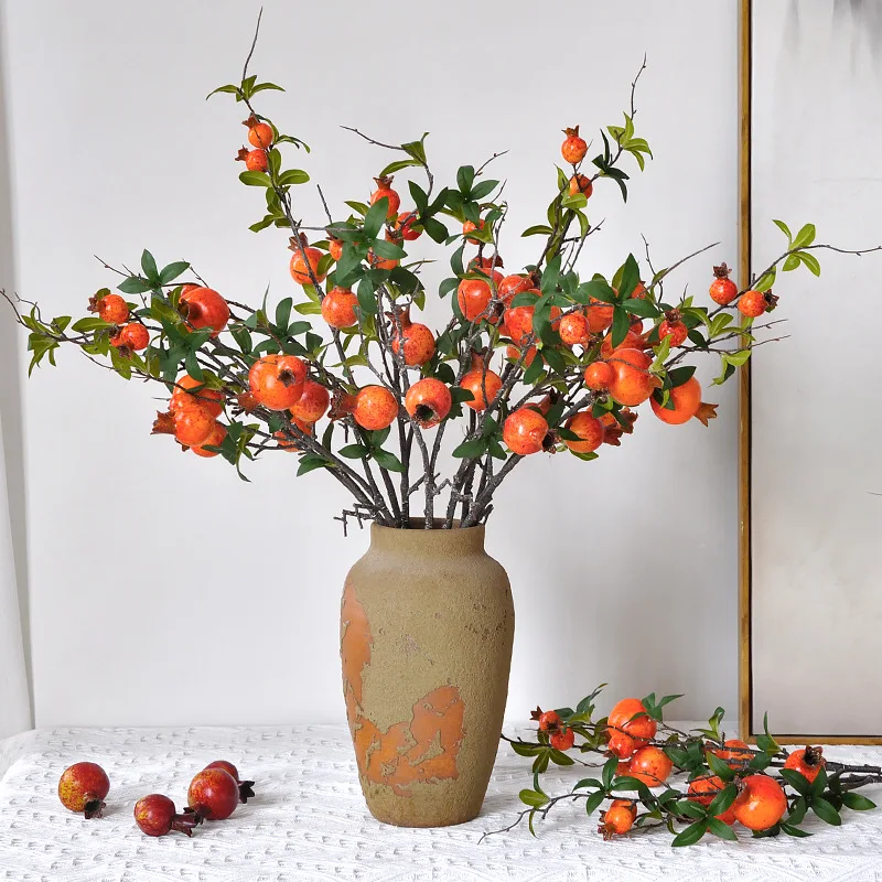 Artificial Pomegranate Long branch 6-Fruit Artificial Fruits Flowers For Wedding Party Tabel Decoration Home Birthday Decor artificial fruits and vegetables