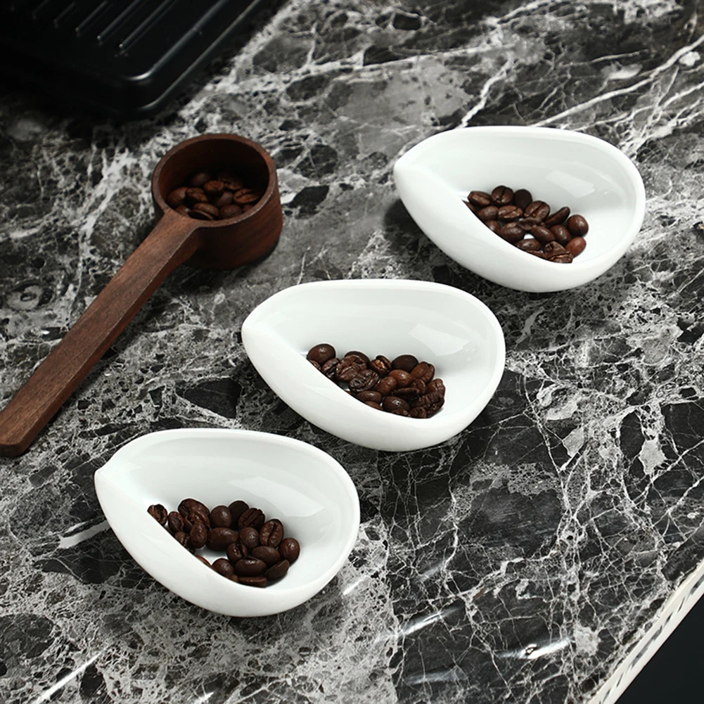 

Coffee Beans Dose Trays Coffee Beans Shovel Pure White Smooth Pottery Tea Scoops Easy To Control Dosage Home Supplies