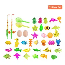 80PCS Set Plastic Magnetic Fishing Toys Baby Bath Toy Fishing Game Kids 1 Poles 1 Nets 13 Magnet Fish Indoor Outdoor Fun Baby