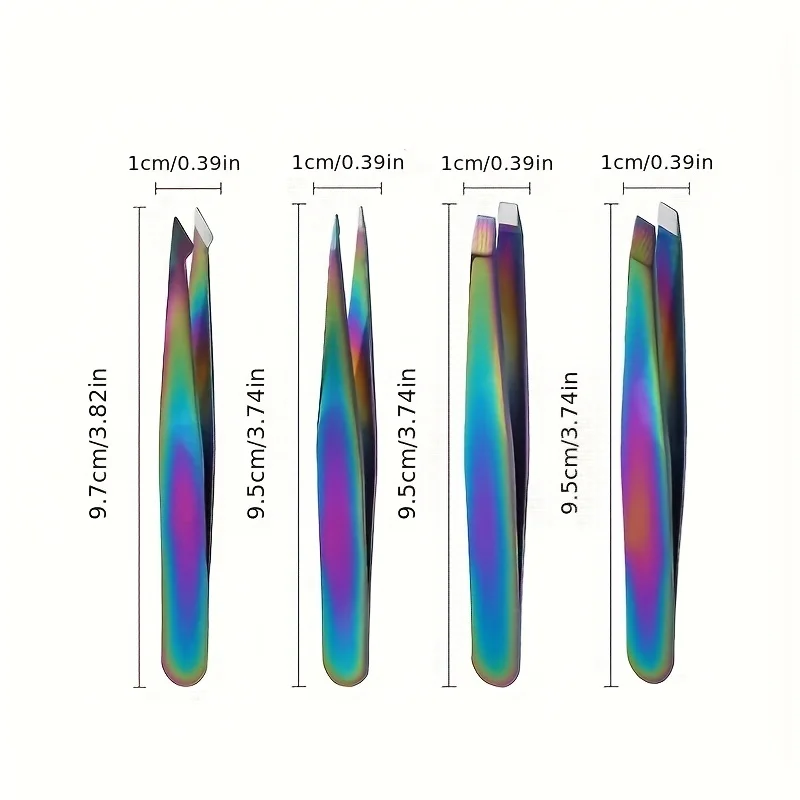 4개 스테인레스 스틸 눈썹 핀셋 세트, 무향 제모 도구, 내구성, 정확하고 우아한 디자인남성과 여성을 위한 이상적