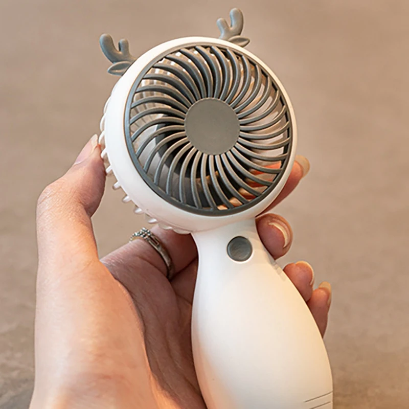 Cute Hand-Held Fan, USB Charging, Portable Wind Power Ultra-Quiet Mini Multi-Function Electric