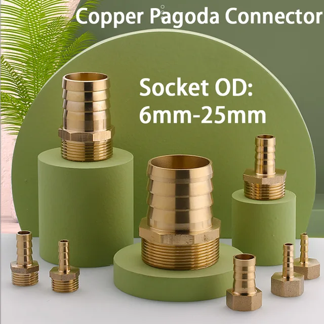 ข้อต่อทองเหลืองแบบ Pagoda สำหรับท่อ ขนาด 4 มม.-25 มม. แบบเกลียว 1/2 นิ้ว 3/4 นิ้ว BSP ข้อต่อทองแดง ตัวเชื่อมต่อ ตัวแปลง 1