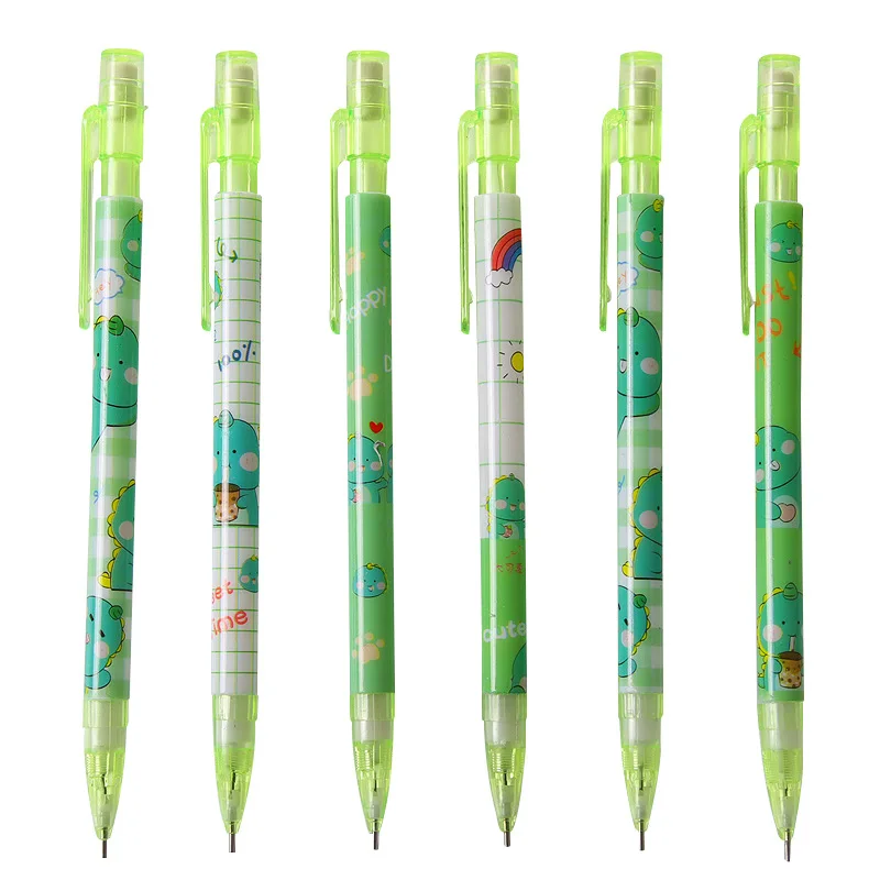 48 Pcs Cute Dinosaur Mechanical Pencil 0.5mm Writing Students Pressing Pencils Creative Stationery and Moving School Supplies