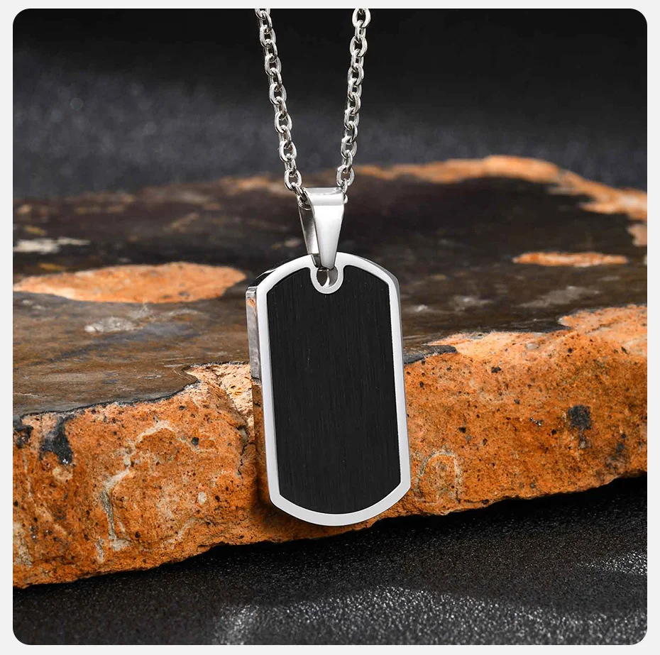 Vnox Dog Tag Militär-Anhänger-Halskette für Männer und Jungen, wasserdichtes O-Kettenhalsband aus Edelstahl, 19,7 x 33,5 mm, lässiger Schmuck, Geschenke – Detail 5