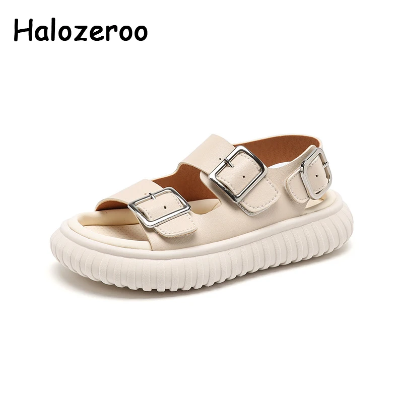 

New Kids Beach Sandals Baby Girls Brand Leather Shoes Children Sport Sandalias Boys Fashion Slides Black Casual Shoes Summer