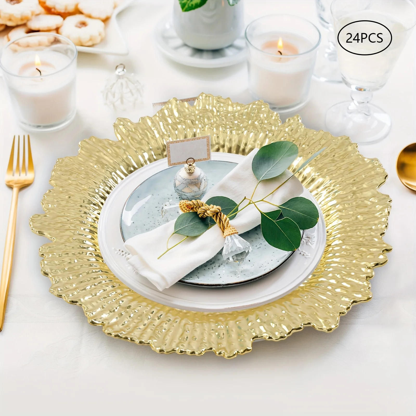 

24pcs 13 Plates for restaurant Decorative bowl Gold plate Korean plate Divided plate Trinket dish Egg plate Tiered tray Portion