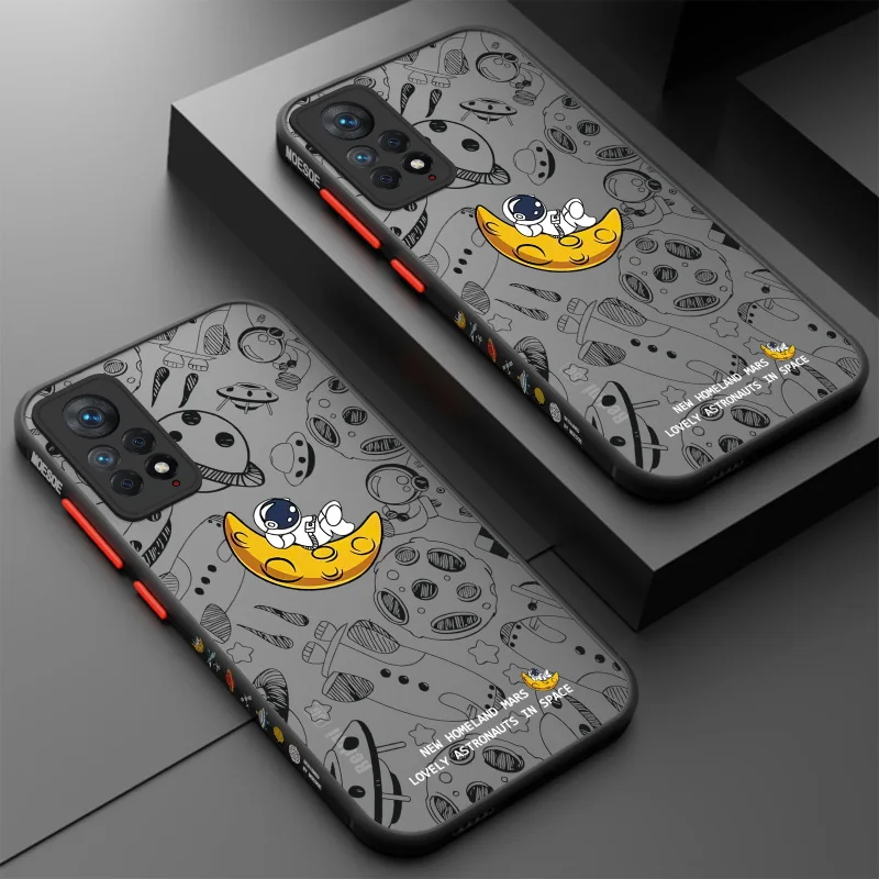 Space Astronaut Matte Case For Xiaomi Redmi Note 11 10 12 Pro 11s Mi 