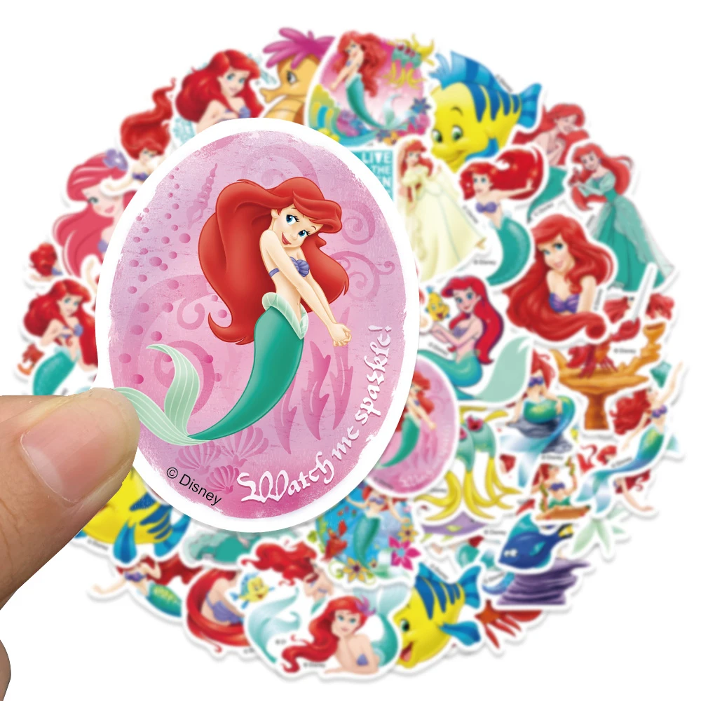 10/30/50PCS The Little Mermaid Ariel Kawaii Disney Princess Stickers Decoration DIY Phone Notebook Suitcase Bike Decal Kids Gift