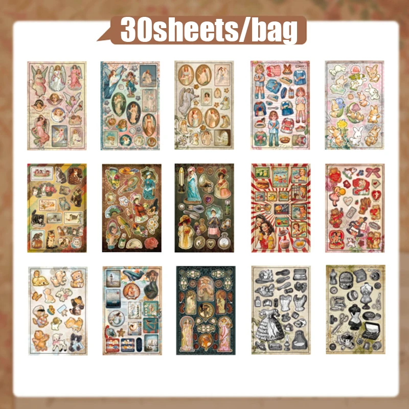 Mr. Paper 30 Stück Vintage-Stickerbuch, Old-Timey, Vergnügungspark, Tour-Serie, Retro-Thema, Aufkleber, Sammlung, Planer, Tagebuch, Album, Dezember – Detail 7