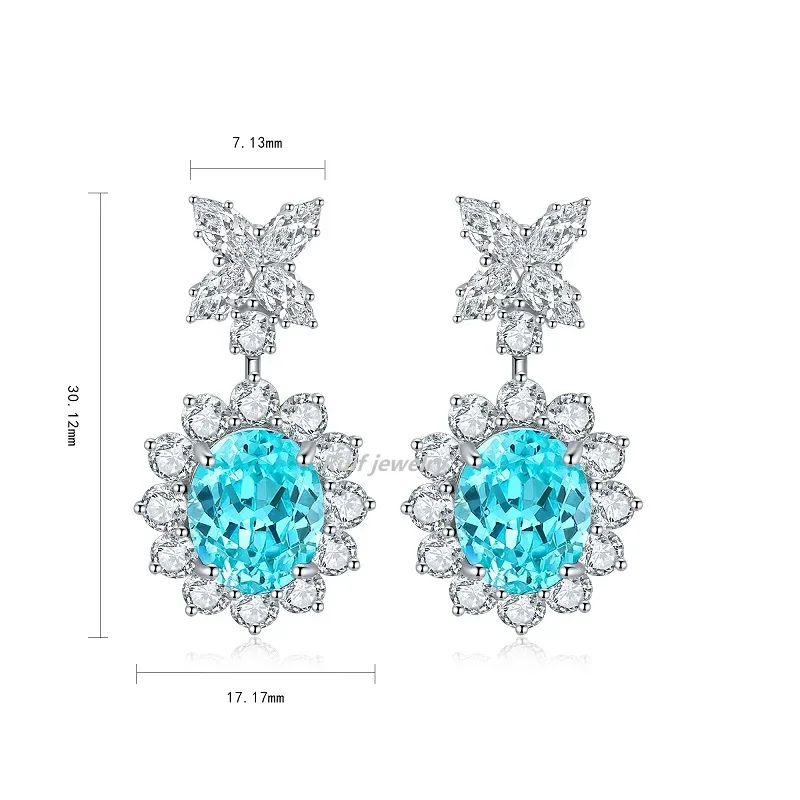 

Ruif Fine 925 Silver Lab Grown Paraiba Color Sapphire Earrings for Women Beautiful Design Light Luxury Jewelry 2023