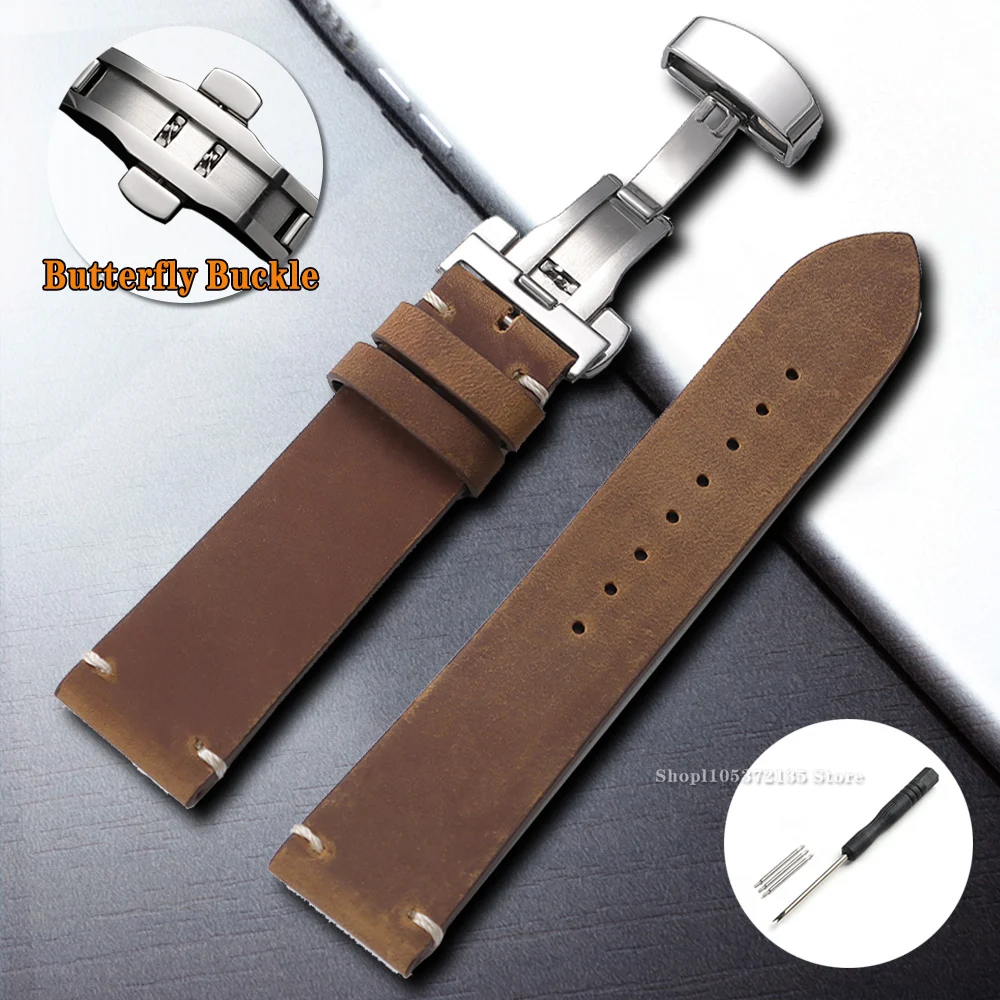 Premium Cowhide Leather Watch Strap - Universal Smartwatch Wristband