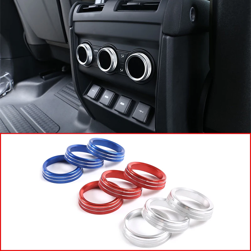 

3pcs Aluminum Alloy Car Rear Air Conditioning Adjusting Knob Trim Ring For Land Rover Defender 110 130 2020 Auto Accessories