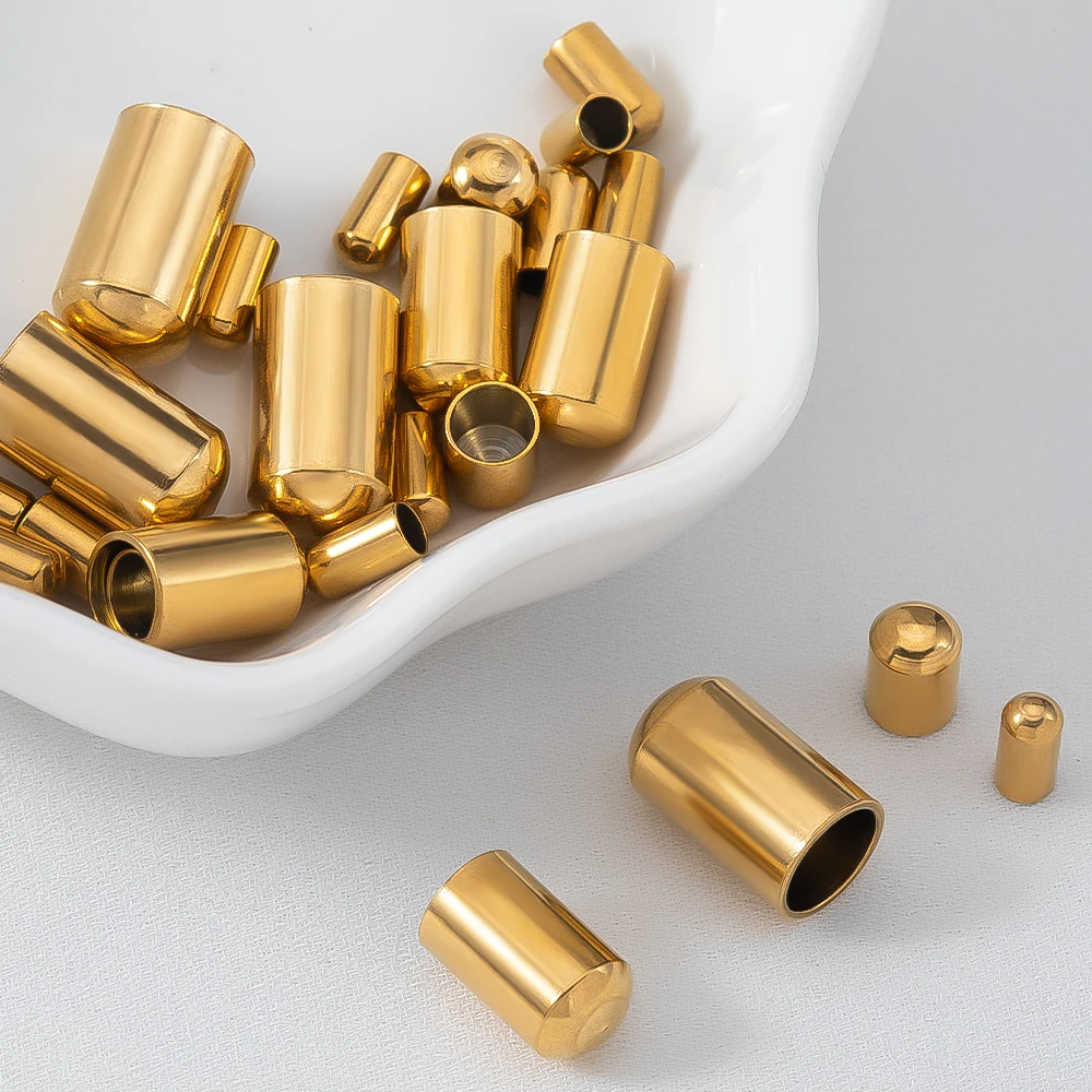 20 Stück Edelstahl-Endkappen, Armband, Halskette, Verschluss, runde Kappen, Lederband, Crimpkappen, Zubehör für die Schmuckherstellung, DIY – Detail 5