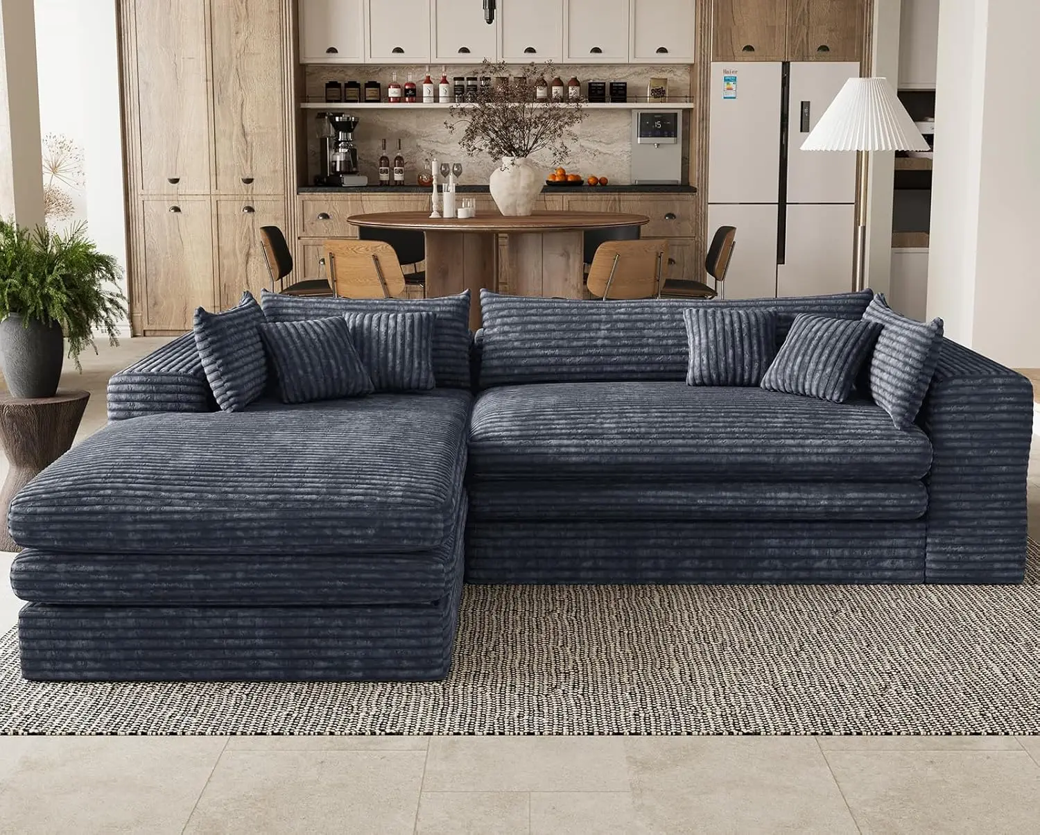 Plush Corduroy Sectional Sofa 3