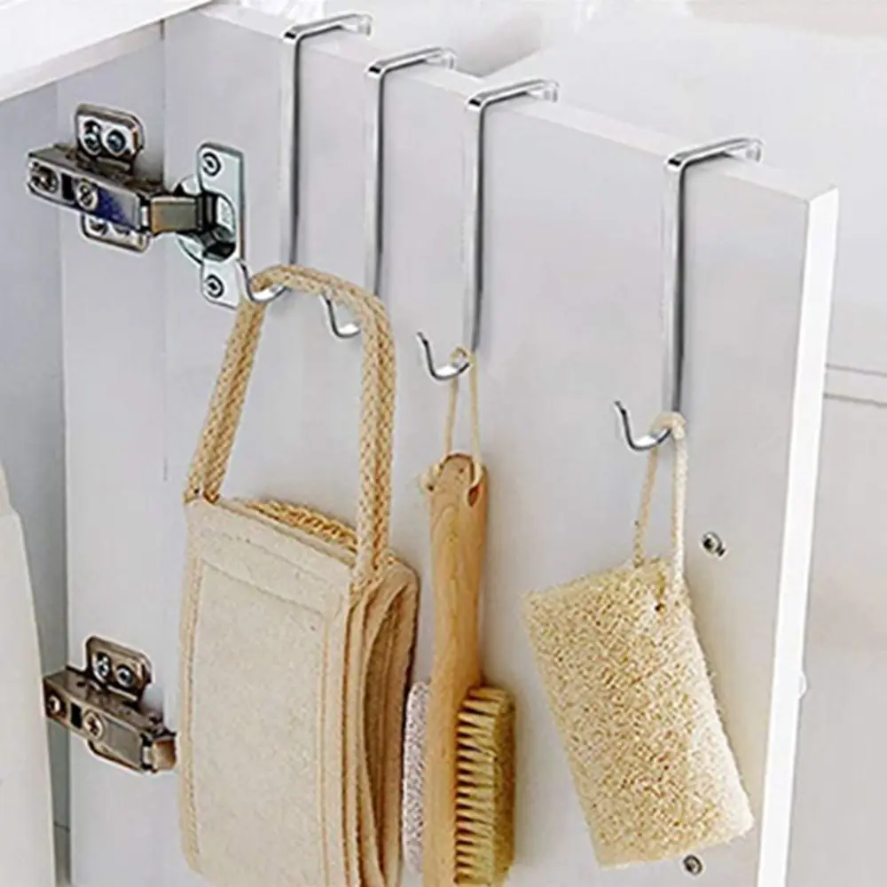 5PCS Stainless Steel Door Hanger Door Hooks Adjustable Over The Hook for Clothes Hanging Hats Keys Towels Coats Handbags