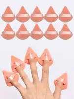 10pcs Triangle Shape Velvet Powder Puffs, Soft Makeup Blender Sponges For Face Contouring, Eyes & Corners 2