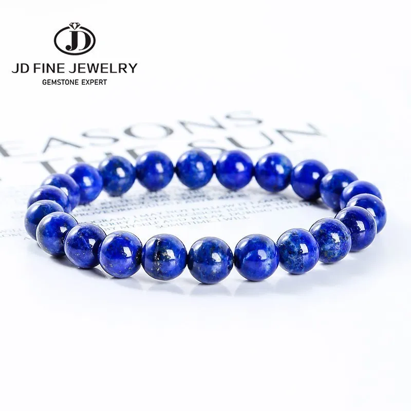 Jd Natural Stone Lapislazzuli Beads Bracciali Donna Uomo Original Energy Meditation Healing Blue Stone Yoga Wristband Jewelry